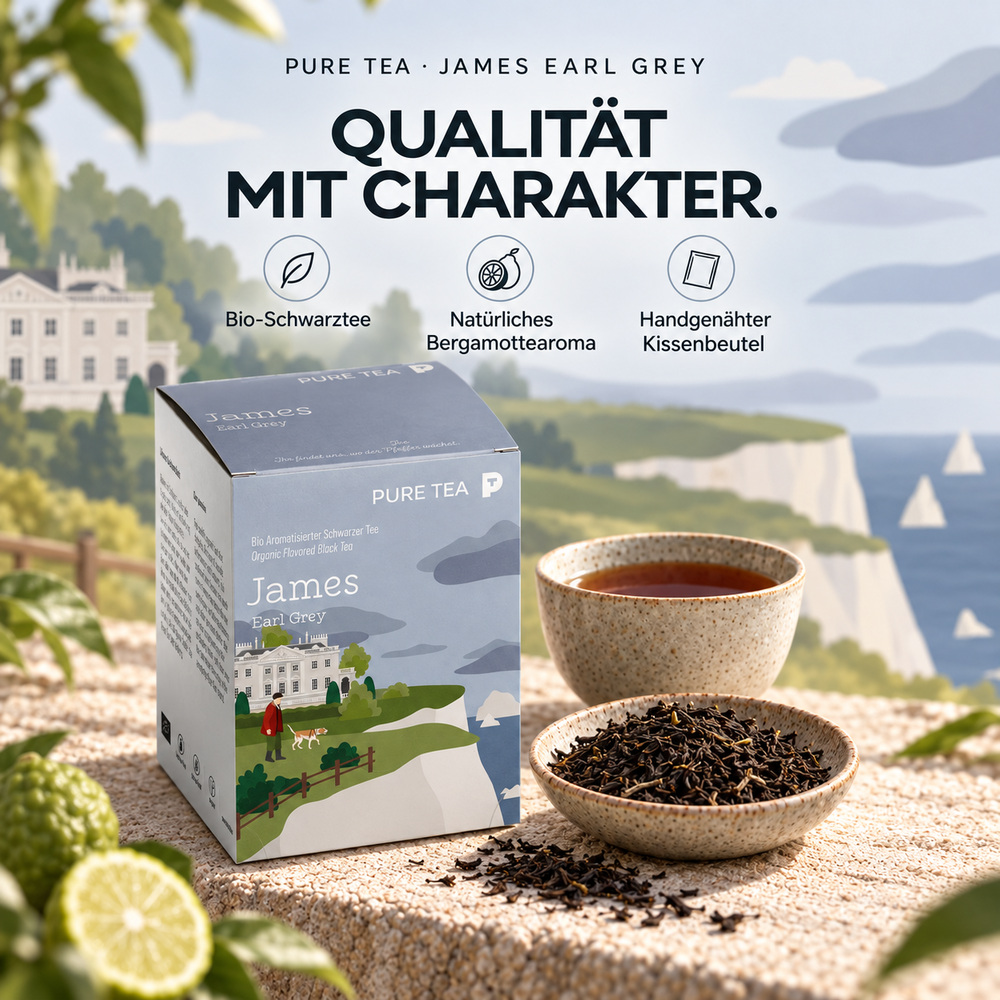 Pure Tea James Earl Grey Bio Schwarztee – Bild 2
