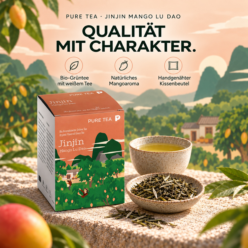 Pure Tea Jinjin Mango Lu Dao Bio Grüntee – Bild 2