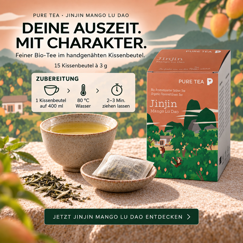 Pure Tea Jinjin Mango Lu Dao Bio Grüntee – Bild 3
