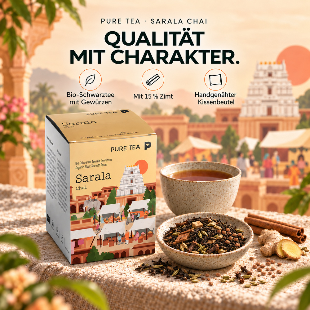 Pure Tea Sarala Chai Bio Schwarz Tee – Bild 2