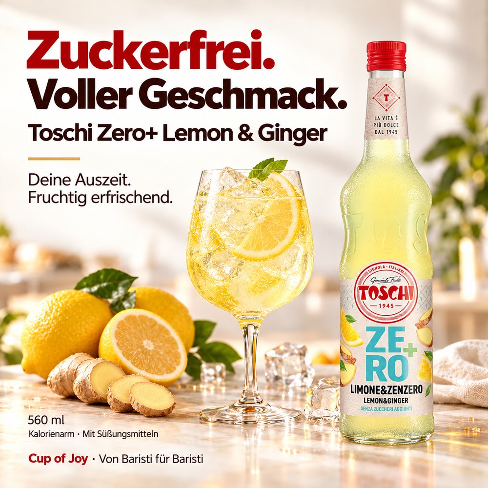 Toschi Zero+ Lemon & Ginger Syrup 560ml