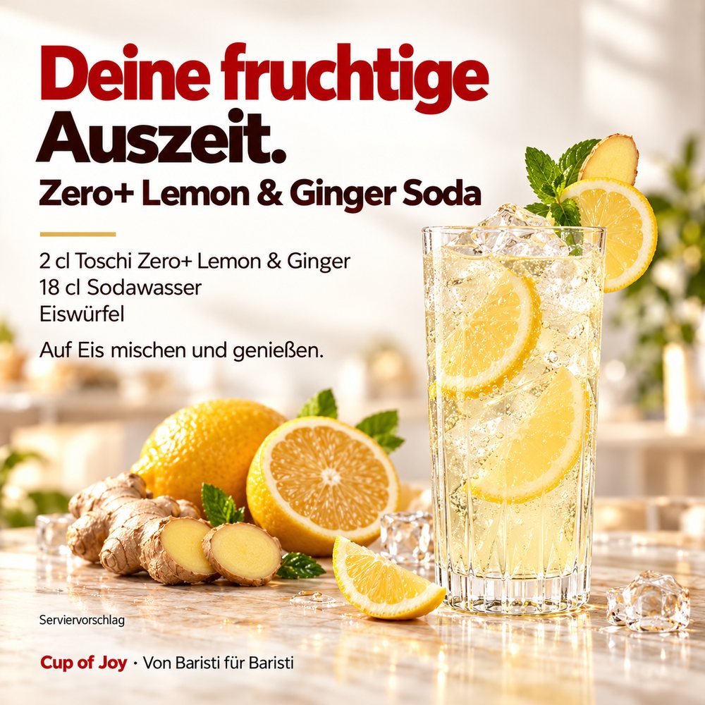 Toschi Zero+ Lemon & Ginger Syrup 560ml – Bild 3